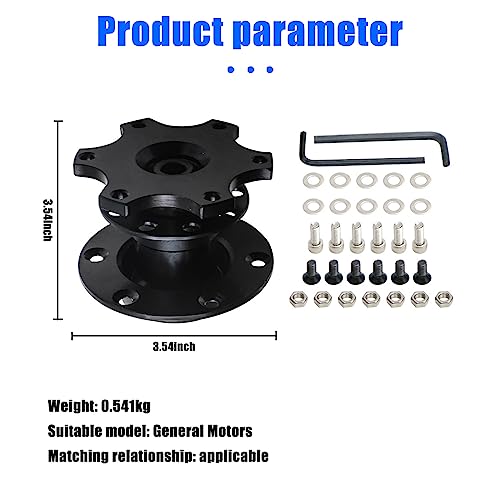 Sodcay Aluminum Steering Wheel Adapter, Quick Release Hub, 6 Hole Racing Modification Device, Auto Universal Steering Wheel Heightening Accessories (Black) - Image 2