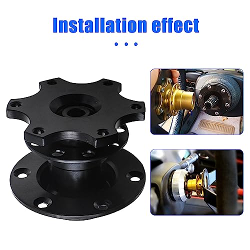 Sodcay Aluminum Steering Wheel Adapter, Quick Release Hub, 6 Hole Racing Modification Device, Auto Universal Steering Wheel Heightening Accessories (Black) - Image 4