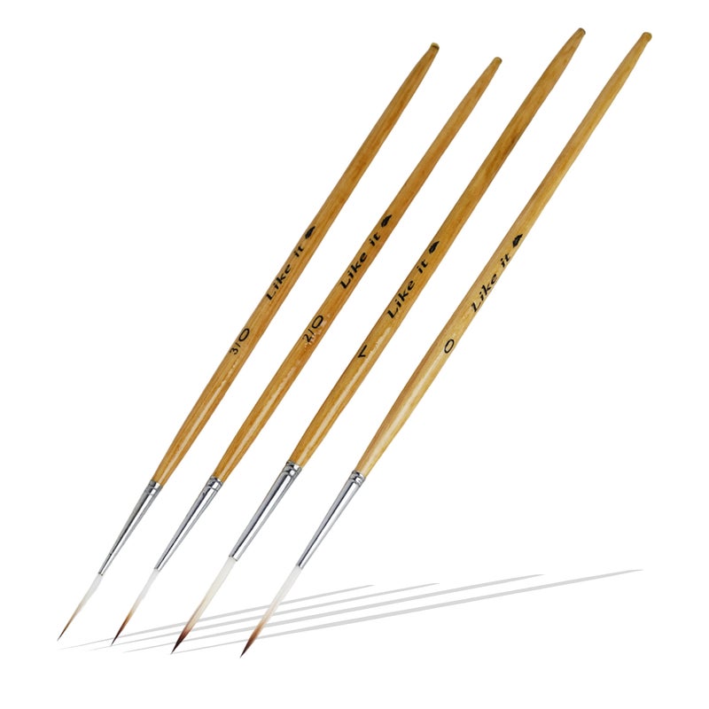 Like-It Like it Long Liner/Detailing Paint Pointed Rigger Script Brushes Range Size: 000, Size: 00, Size: 0, Size: 1 - Image 2