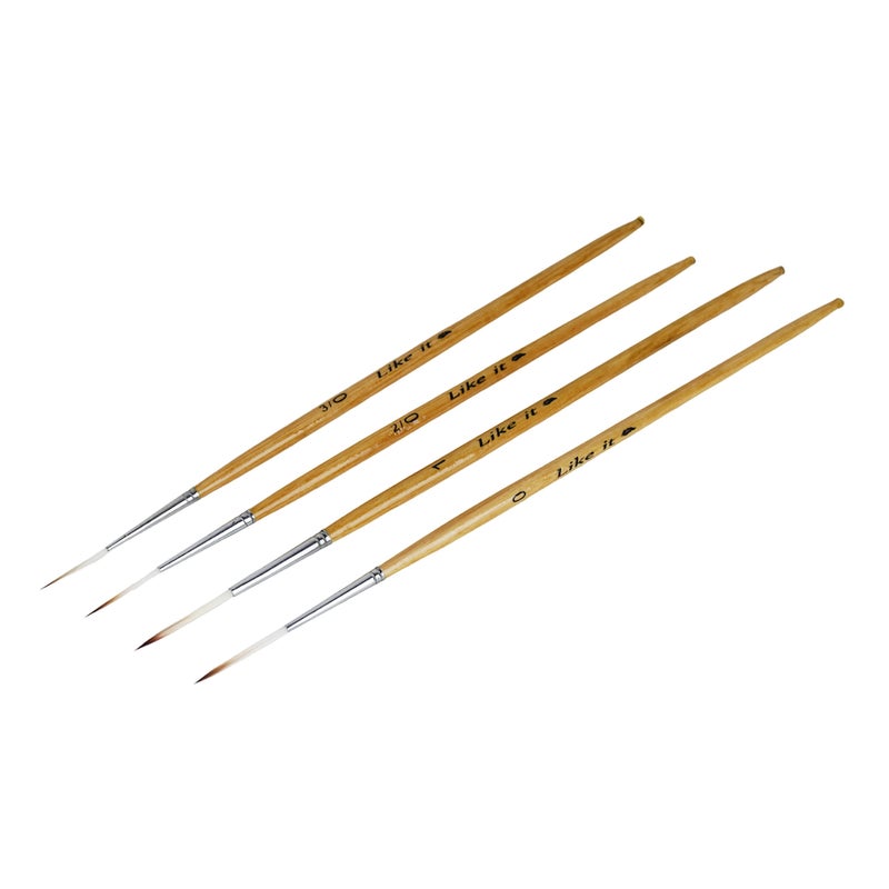 Like-It Like it Long Liner/Detailing Paint Pointed Rigger Script Brushes Range Size: 000, Size: 00, Size: 0, Size: 1 - Image 4
