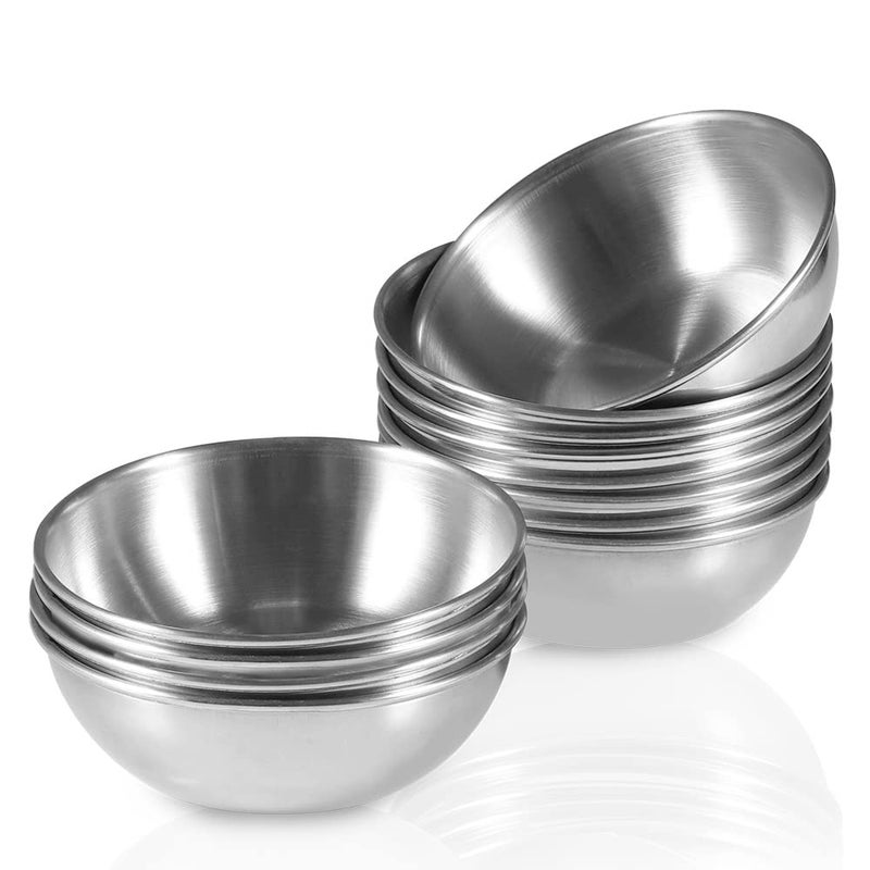 Amytalk 12 Pack 3.5inch Stainless Steel Sauce Dishes Mini Individual Saucers Bowl Round Seasoning Dishes Sushi Dipping Bowl Appetizer Plates, Sliver - Image 1