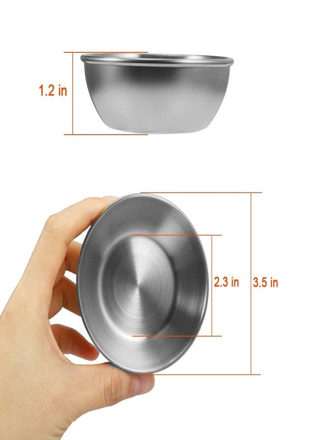 Amytalk 12 Pack 3.5inch Stainless Steel Sauce Dishes Mini Individual Saucers Bowl Round Seasoning Dishes Sushi Dipping Bowl Appetizer Plates, Sliver - Image 2