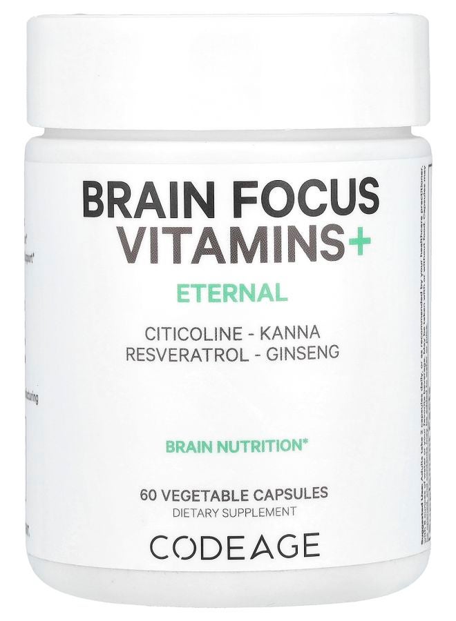 Codeage Brain Focus Vitamins+ 60 Vegetable Capsules