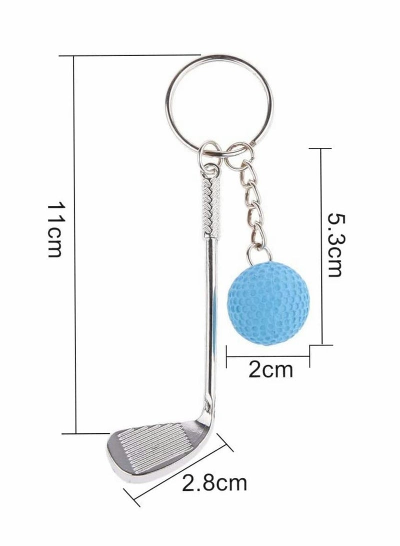 KASTWAVE Pendant Keychain, 9 Pcs Mini Golf Racket and Ball Pendant Keychain, Metal Golf Clubs Keyring Creative Keychain - Image 2