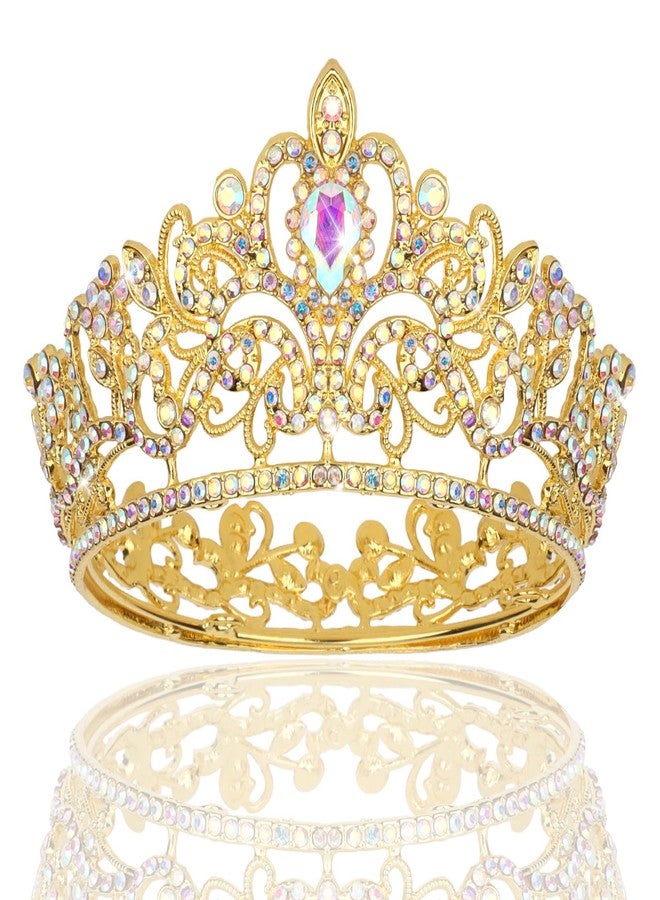 Wecoe Small AB Gold Tiara for Flower Bouquets, Mini Crown, Birthday & Wedding Accessories - Image 1