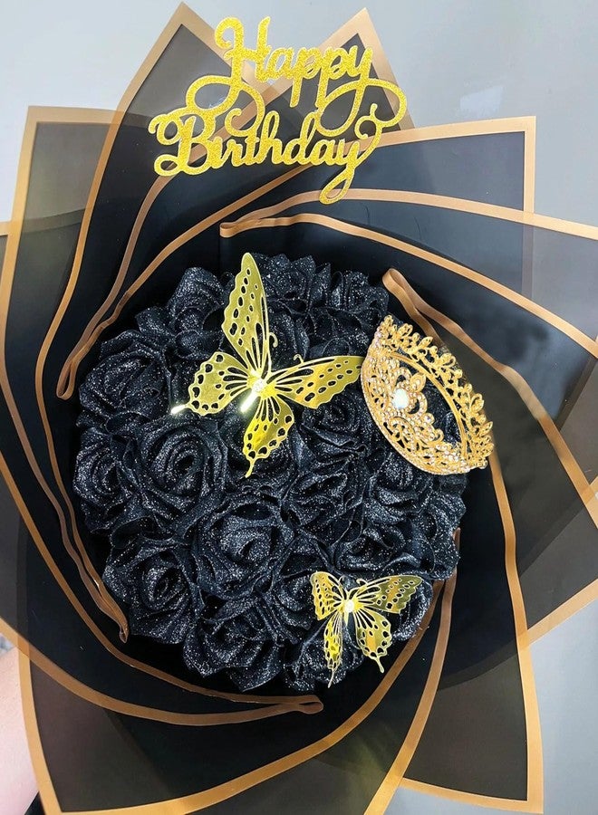Wecoe Small AB Gold Tiara for Flower Bouquets, Mini Crown, Birthday & Wedding Accessories - Image 3