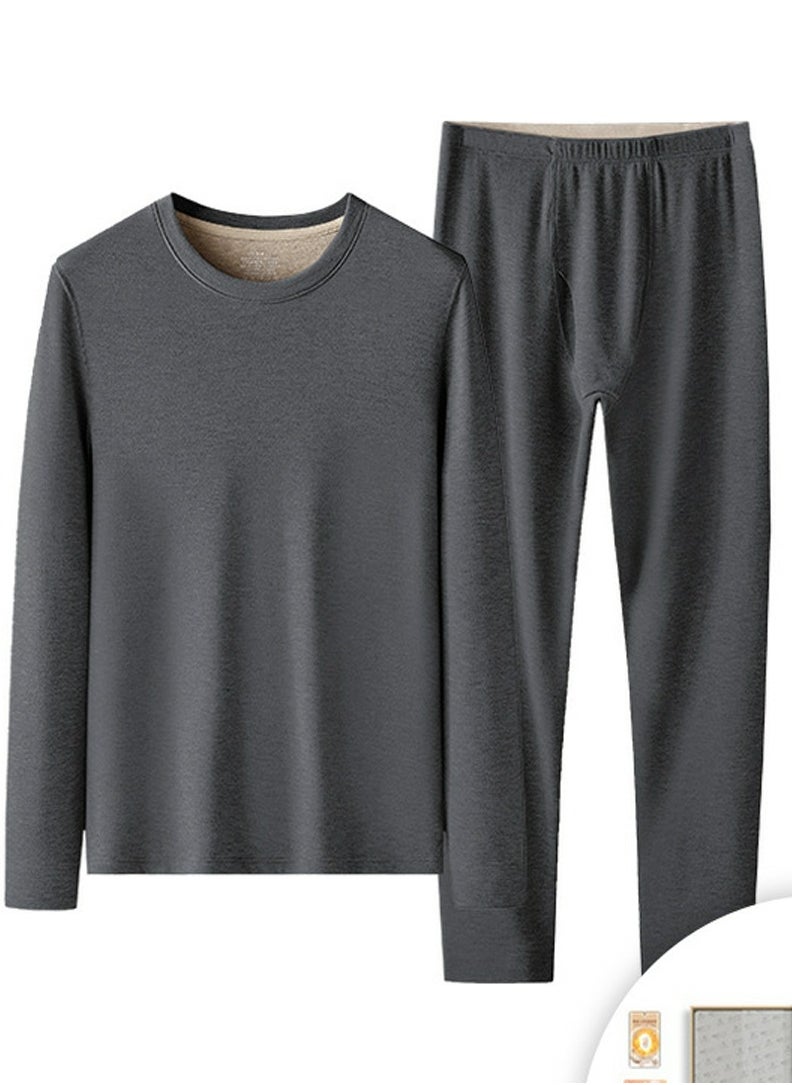 Loquat - Mens Long Johns Fleese And Thick Thermal Underwear Set, 2 Piece Cold Weather Base Layer Set for Men Deep Grey - Image 1