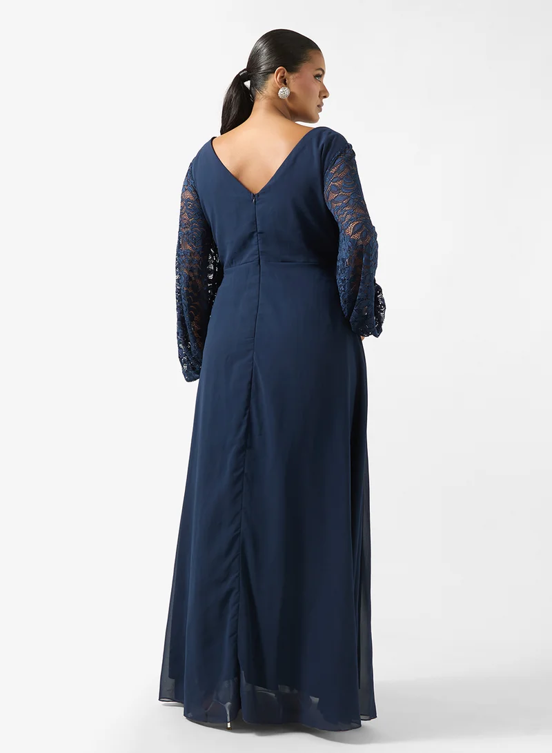 Ella Plus Floral Sleeve A-line Dress