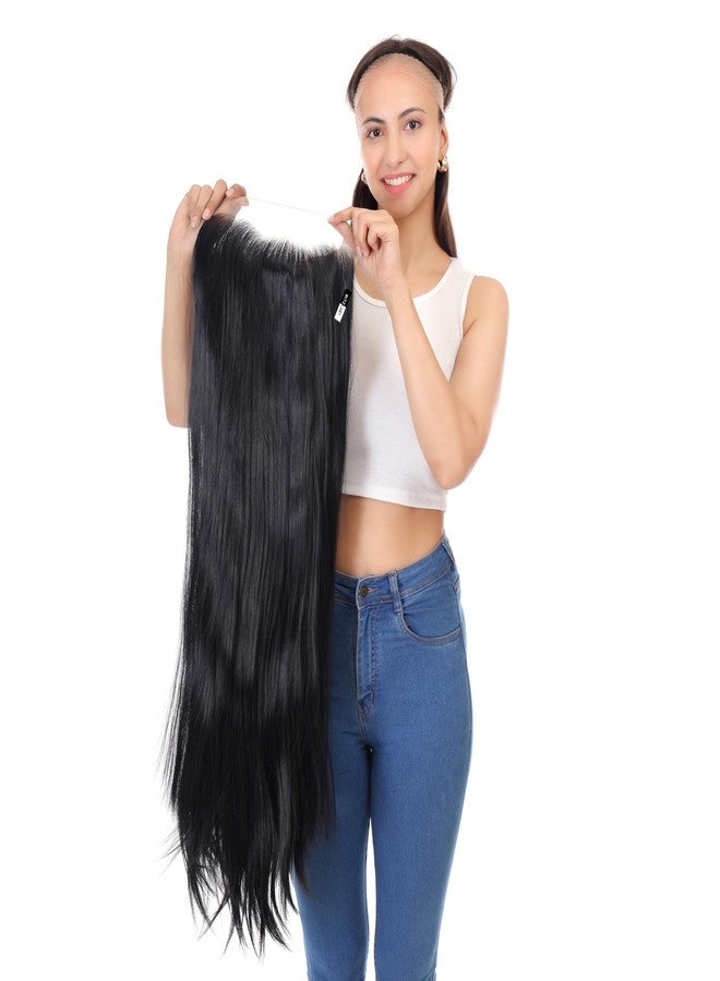 ريتزكارت باروكة شعر ريتزكارت للنساء، باروكة شعر طويلة من الألياف الصناعية بدون غراء، مظهر طبيعي ومريح، باروكة شعر أمامية من الدانتيل بمظهر طبيعي (أسود متوسط 28) - Image 1