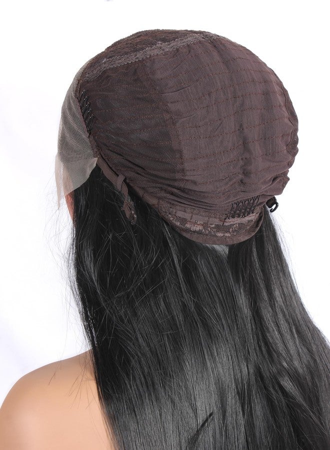 ريتزكارت باروكة شعر ريتزكارت للنساء، باروكة شعر طويلة من الألياف الصناعية بدون غراء، مظهر طبيعي ومريح، باروكة شعر أمامية من الدانتيل بمظهر طبيعي (أسود متوسط 28) - Image 5
