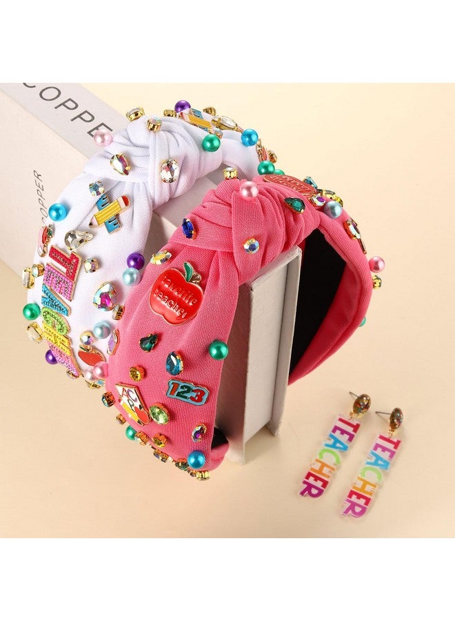 إسكدنيا عصابات رأس للمعلمات للنساء، عصابات رأس عريضة بعقدة مطبوعة بالقلم الرصاص، هدايا تقدير للمعلمين، هدايا إكسسوارات الشعر للعودة إلى المدرسة (النمط C) - Image 3