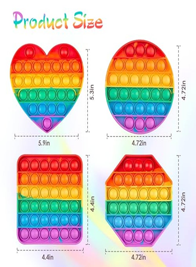 4 قطع بوب إت فيدجيت لعبة الضغط الحسي لعبة مستشعر الفقاعات للأطفال والكبار لعبة بلوبر لعبة الضغط 4 أشكال على شكل قلب، مستديرة، مثمنة، مربعة - Image 1