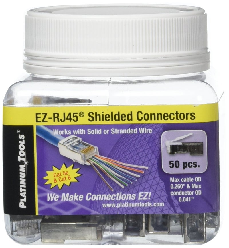 Platinum Tools 202020J EZ-RJ45 Shielded Internal Ground, 50-Pack - Image 1