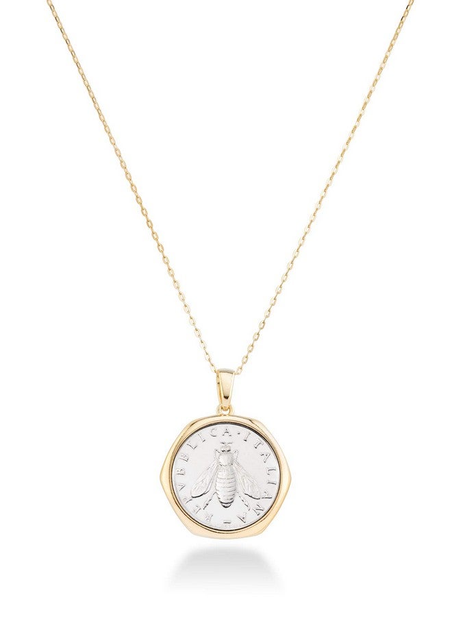 MiaBella Miabella Italian 18K Gold over 925 Sterling Silver Genuine 2-Lira Bee Coin Medallion Pendant Necklace for Women 18 Inch Chain, Made in Italy - Image 3