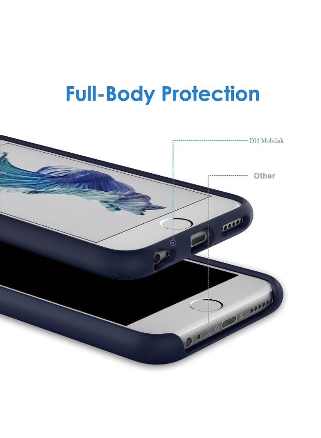 Compatible with iPhone 6/6S Case 4.7 Inch Slim Liquid Silicone 4 Layers Soft Gel Rubber Shockproof Protective Phone Case with Anti Scratch Microfiber Lining (Midnight Blue) - Image 4