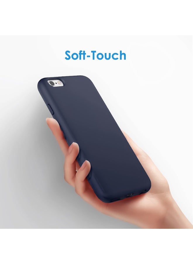 Compatible with iPhone 6/6S Case 4.7 Inch Slim Liquid Silicone 4 Layers Soft Gel Rubber Shockproof Protective Phone Case with Anti Scratch Microfiber Lining (Midnight Blue) - Image 3
