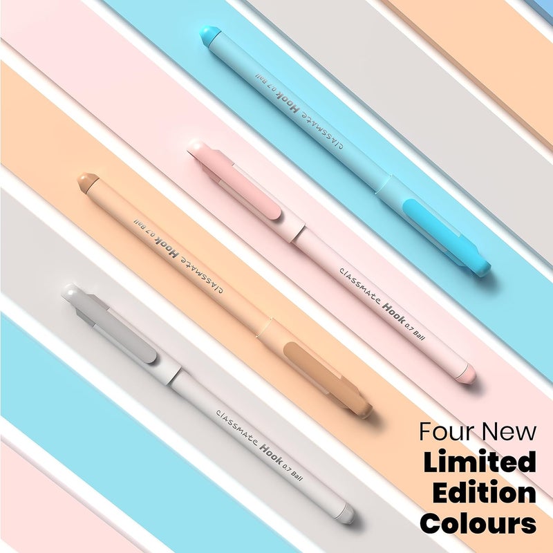 classmate Hook Ball Pen- Blue (Pack of 10)|Multicolour Body Pens|Attractive Pastel Shades for Boys & Girls|Smooth Writing Ball Pen|Unique Design - Image 3