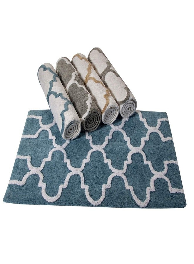 Saffron Fabs SFBR1451S Geometric Bath Rug Cotton, Coral/White, 34" x 21" - Image 2