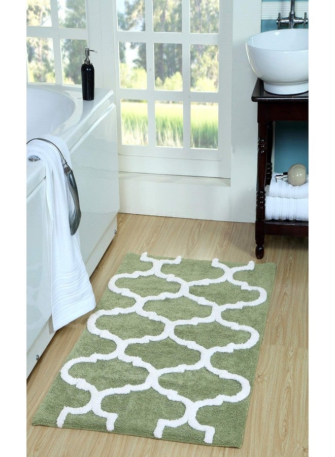 Saffron Fabs SFBR1451S Geometric Bath Rug Cotton, Coral/White, 34" x 21" - Image 4