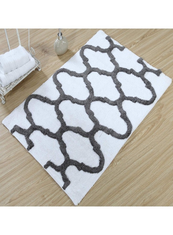 Saffron Fabs SFBR1451S Geometric Bath Rug Cotton, Coral/White, 34" x 21" - Image 5
