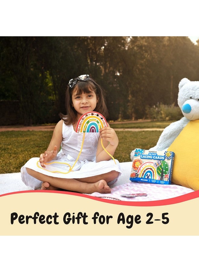 WONDRBOX Lacing Activity for Kids | Includes 8 Big Cardboard Cutouts and 2 Laces | Montessori Educational Toys Gifts for Kids Age 2 3 4 -Multi Color (Nature Lacing) - Image 2
