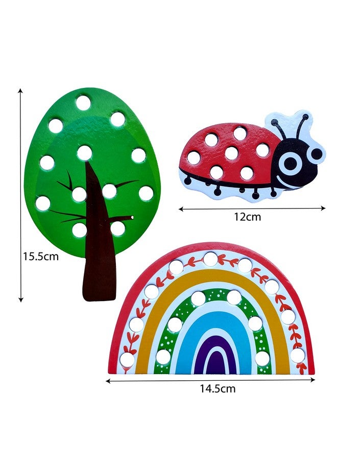 WONDRBOX Lacing Activity for Kids | Includes 8 Big Cardboard Cutouts and 2 Laces | Montessori Educational Toys Gifts for Kids Age 2 3 4 -Multi Color (Nature Lacing) - Image 4