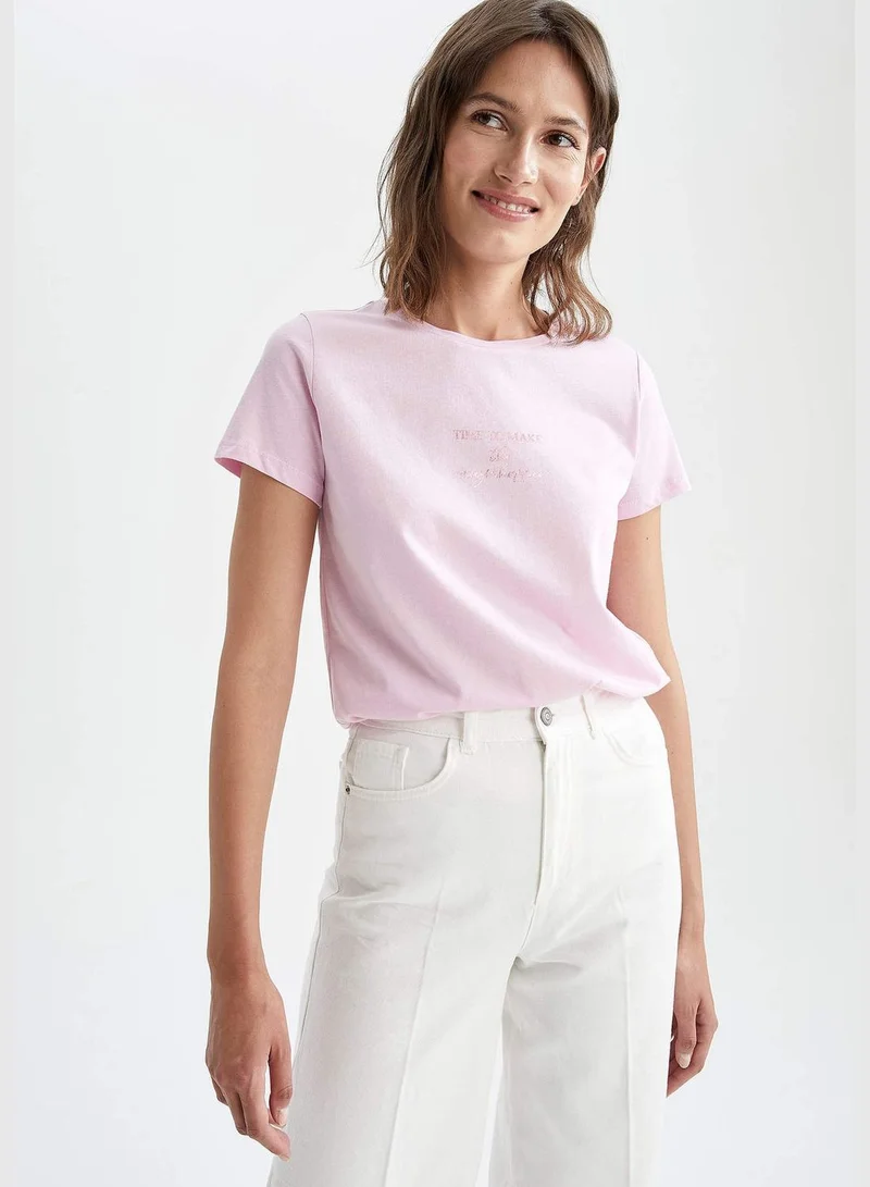 DeFacto Woman Knitted Regular Fit C Neck Short Sleeve T-Shirt
