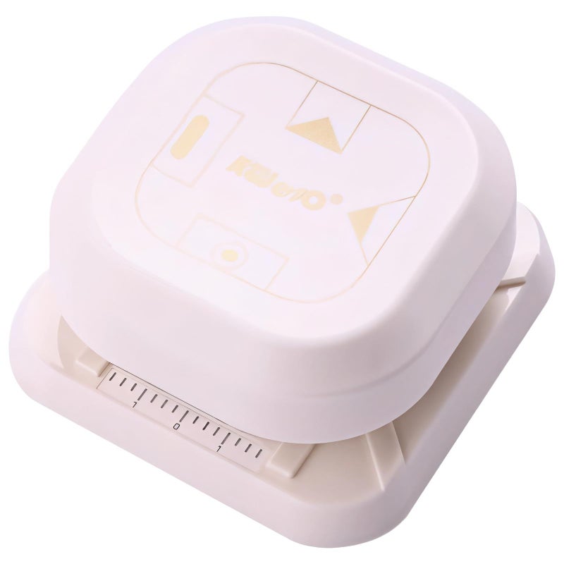 Compact White Plastic 4 In 1 Discbound Hole Punch With Ruler And Pattern Guides - Image 2