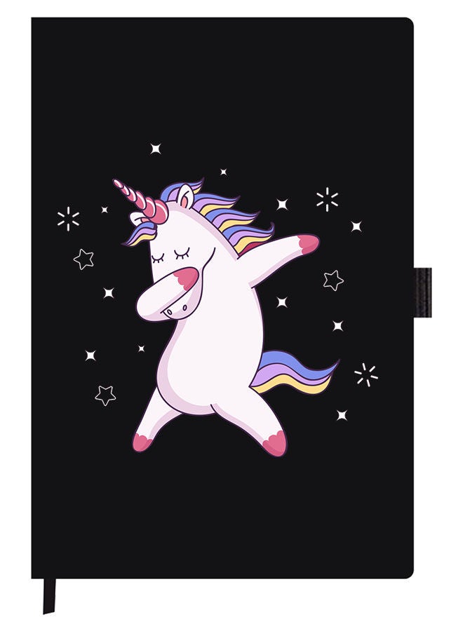 Theodor Designer A5 Thick Black Hardcover Notebook Unicorn - Image 1