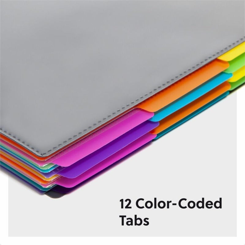Smead Project Organizer, 24 Pockets, Grey with Assorted Bright Tabs, Tear Resistant Poly, 1/3-Cut Tabs, Letter Size (89206) - Image 4