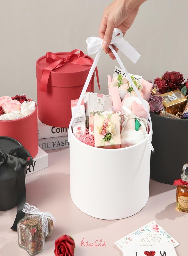 ROSEGLD Round Gift Boxes with Lids Set of 4, Luxury Gift Boxes with Ribbons Assorted Sizes, Nesting Gifts Boxes for Flowers Arrangements, Bridesmaid, Proposal, Wedding, Birthday, Party (Matte White) - Image 4
