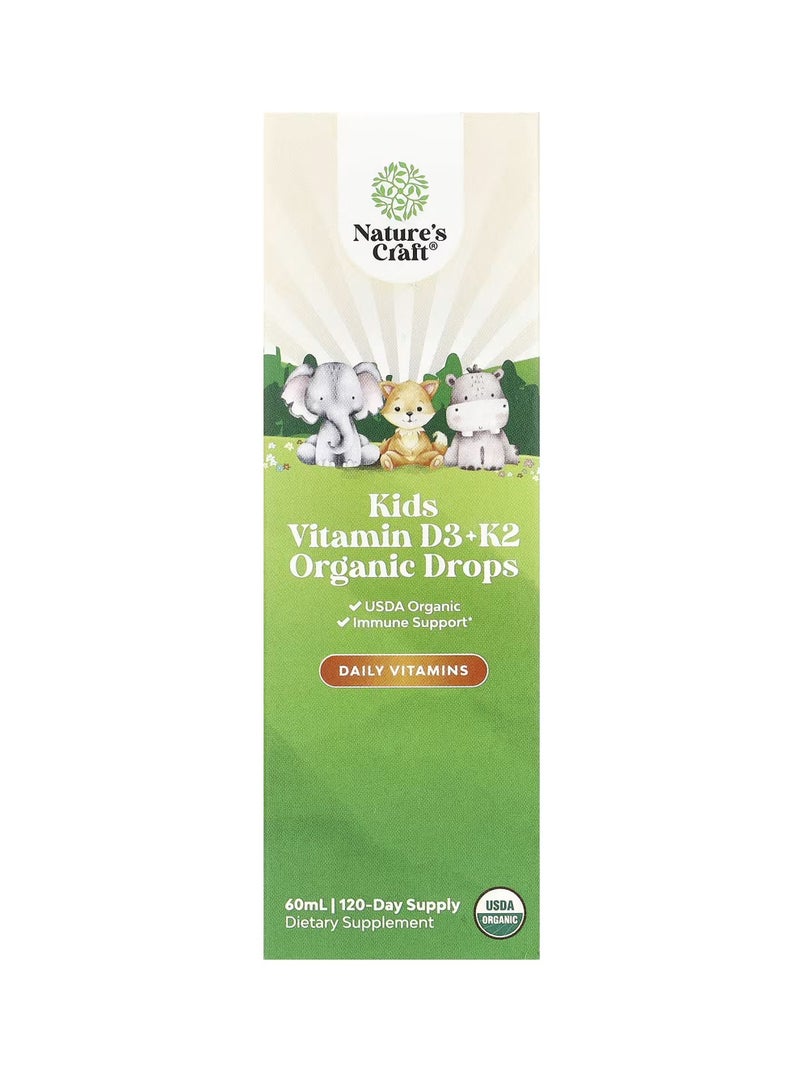 Nature's Craft Kids Vitamin D3 + K2 Organic Drops, 60 ml