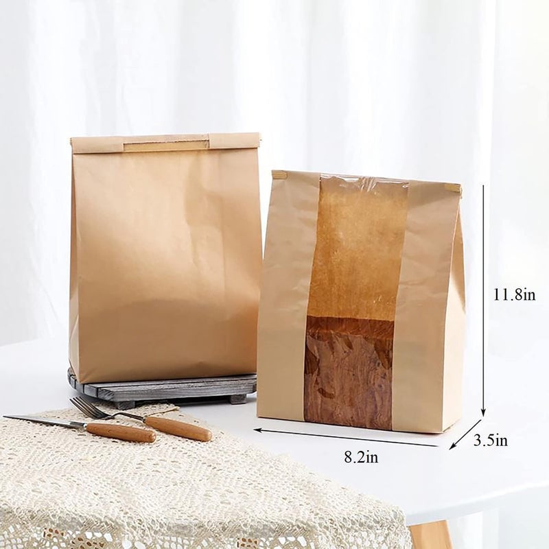 Mintboo 150Pack Bread Bags for Homemade Bread Large Paper Bakery Bag with Window for Baked Food Packaging Storage Large Bread Storage Bags for Sourdough Loaf Cookie (150 pack) - Image 2