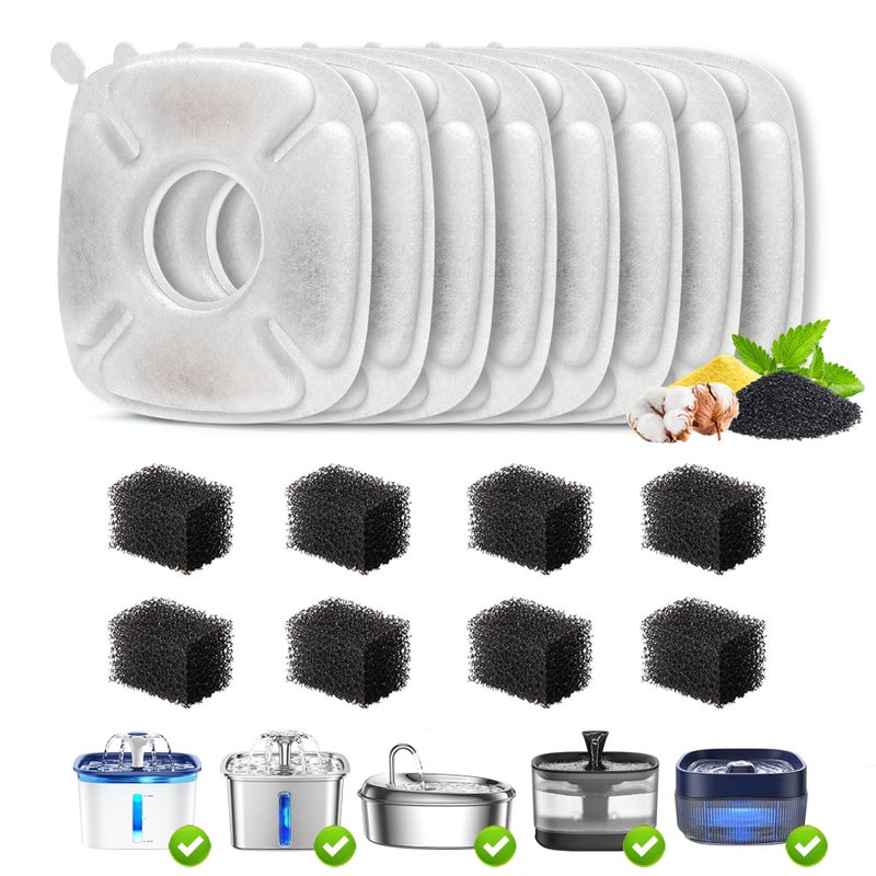 cat water fountain filterPet Water Fountain Filter Replacement Filters Compatible with Veken 95oz28L Pet FountainContains 8 Cat Fountain Filters and 8 Sponges