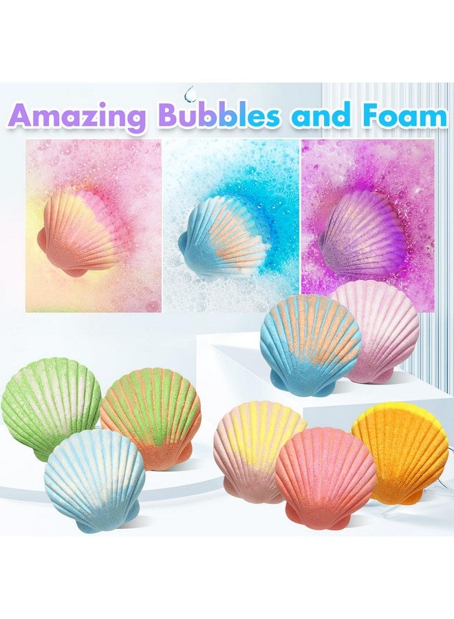Excalla Mermaid Bath Bombs For Kids With Surprise Inside, 9 Pcs Natural Handmade Fizzy Shell Bubble Bath Bomb Kit For Girls With Jewelry Toys, Pefect For Christmas Easter Birthday Gift Princess Party Favor - Image 4