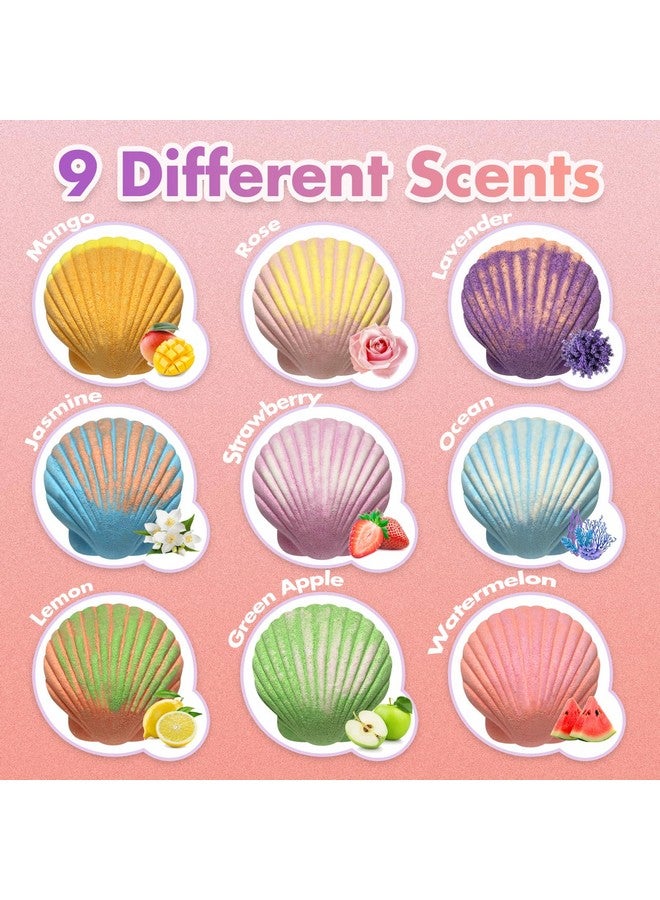 Excalla Mermaid Bath Bombs For Kids With Surprise Inside, 9 Pcs Natural Handmade Fizzy Shell Bubble Bath Bomb Kit For Girls With Jewelry Toys, Pefect For Christmas Easter Birthday Gift Princess Party Favor - Image 3
