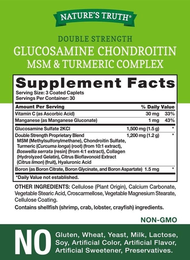 Nature's Truth DS Glucosamine Chondroitin MSM Complex 90 Tablets  - Image 2