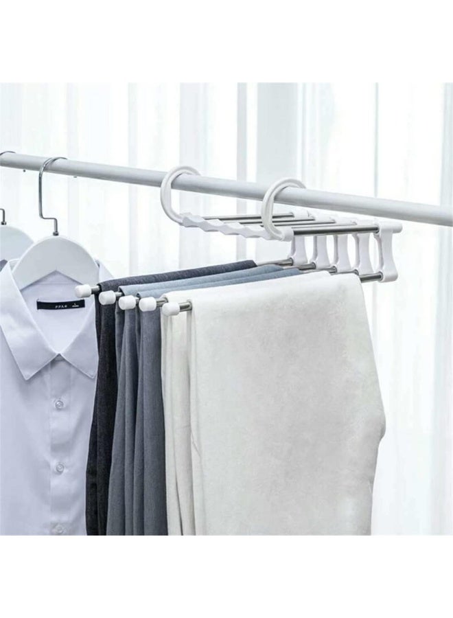 5 in 1 Foldable Stainless Steel Hanger, Magic Multi-Purpose Closet Organizer for Space Saving Storage of Pants, Scarves, Ties and Belts - Image 5