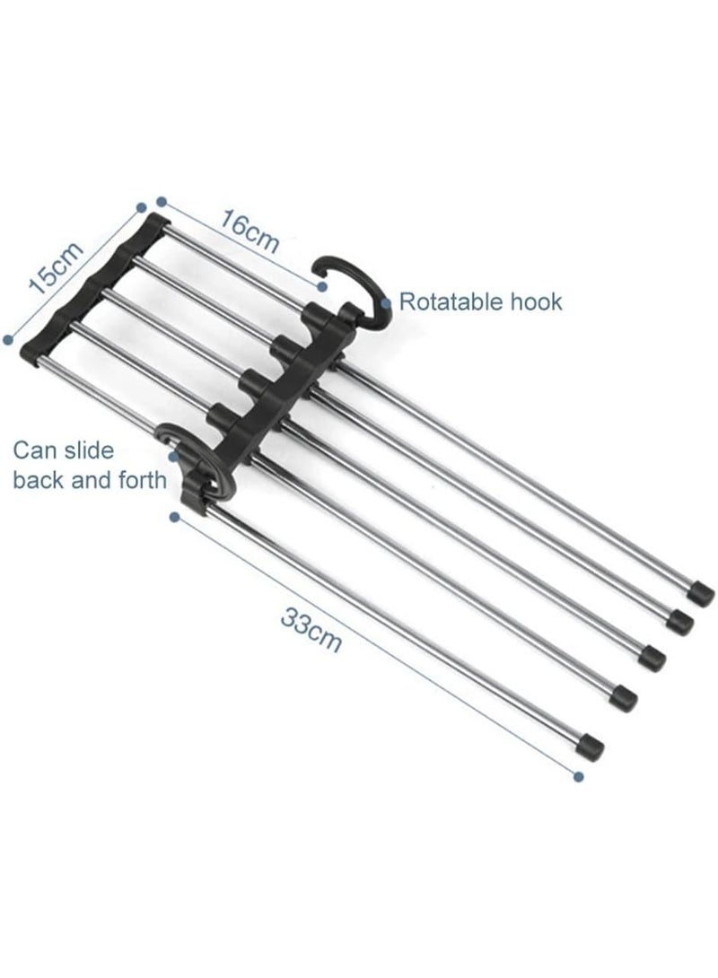 5 in 1 Foldable Stainless Steel Hanger, Magic Multi-Purpose Closet Organizer for Space Saving Storage of Pants, Scarves, Ties and Belts - Image 4
