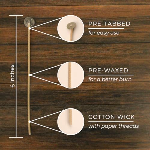Direct Candle Supply - Slow Burn Cotton Pre-Waxed Wicks - CD Wick 10 for Candle Making - 100 Pack, White - Image 2