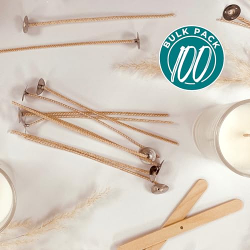 Direct Candle Supply - Slow Burn Cotton Pre-Waxed Wicks - CD Wick 10 for Candle Making - 100 Pack, White - Image 3