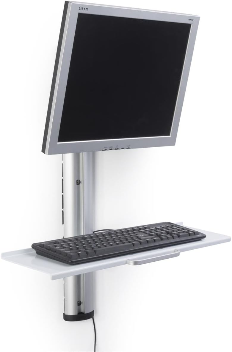 Displays2go حامل شاشة Displays2go القابل للتعديل للتثبيت على الحائط ارتفاع قابل للتعديل بناء من الألمنيوم فضي أبيض VMSSWWM27 - Image 2