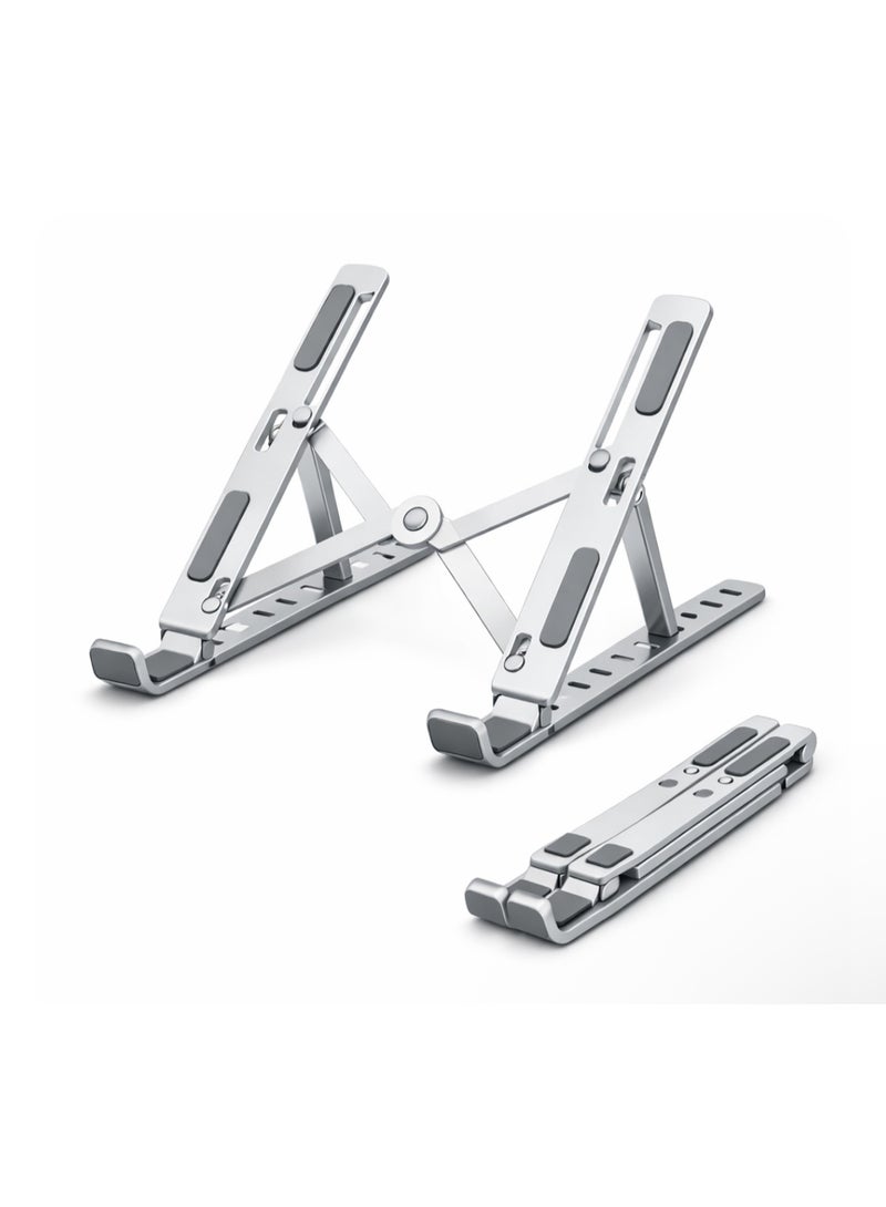 Adjustable Foldable Aluminum Laptop Stand | Ergonomic Laptop Riser | Portable Laptop Holder with Anti-Slip Pads - Image 1