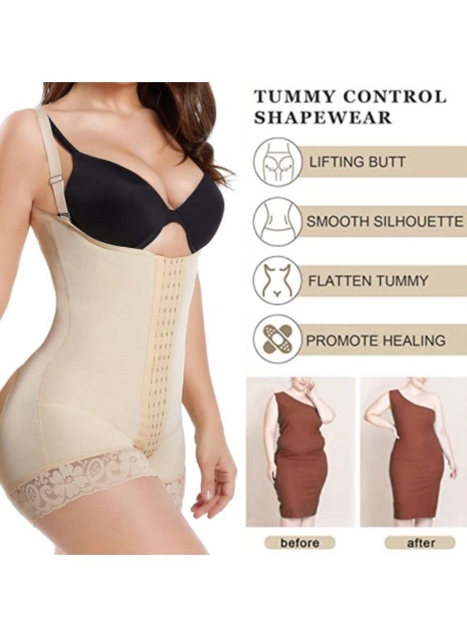 Full Shapewear for Women, Tummy Control Women Body Shaper Fajas Colombianas Waist Trainer Thigh Slimmer Post Surgery Compression Garment Beige  - Image 2