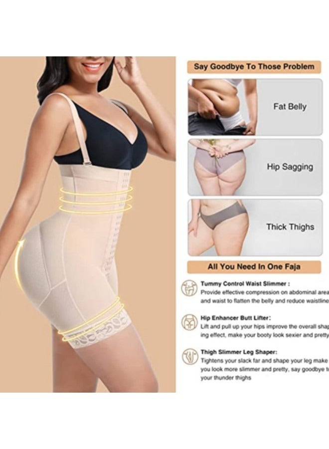 Full Shapewear for Women, Tummy Control Women Body Shaper Fajas Colombianas Waist Trainer Thigh Slimmer Post Surgery Compression Garment Beige  - Image 3