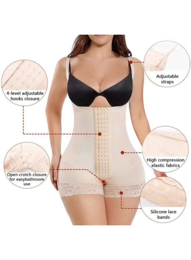 Full Shapewear for Women, Tummy Control Women Body Shaper Fajas Colombianas Waist Trainer Thigh Slimmer Post Surgery Compression Garment Beige  - Image 4