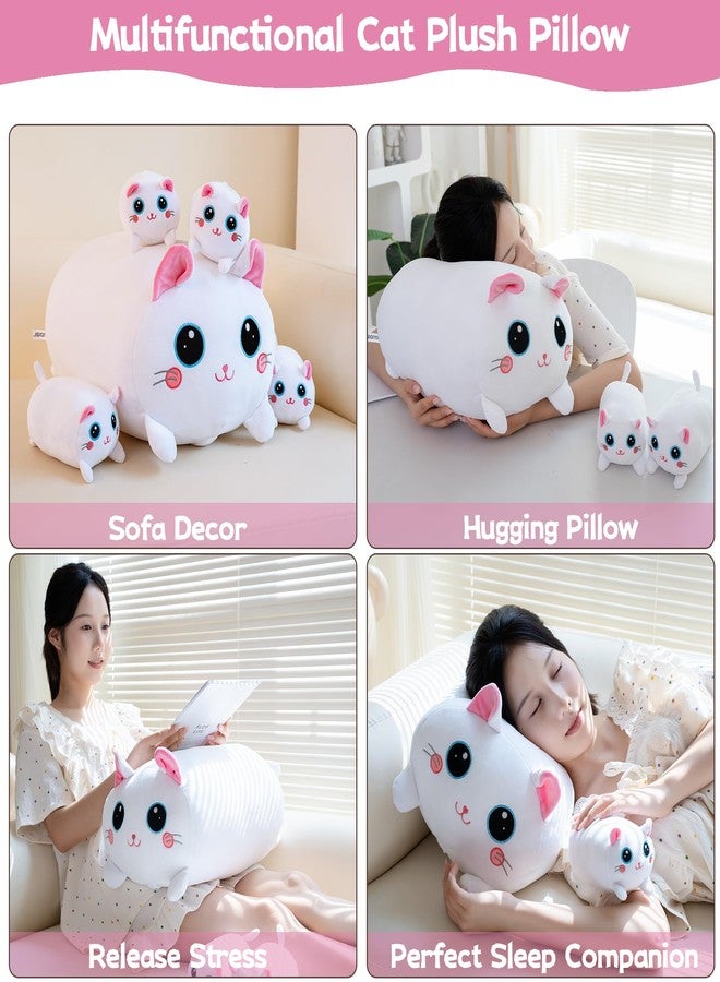 Gudisi Cat Plush Stuffed Animals with 4 Kitties Plushies,16" Soft Jumbo Pillow Gifts for Kids Him Her Girlfriend Boyfriend - Image 4
