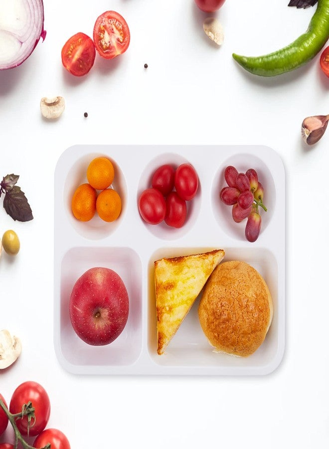 HSDT Divided Melamine Plates 5-Compartment White Serving Tray, 13.3 x 9.76 inches, 3 PCS, PFW-133976-03 - Image 3