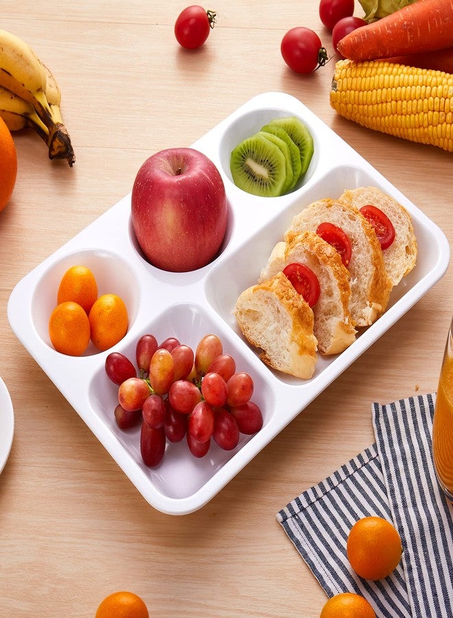HSDT Divided Melamine Plates 5-Compartment White Serving Tray, 13.3 x 9.76 inches, 3 PCS, PFW-133976-03 - Image 5