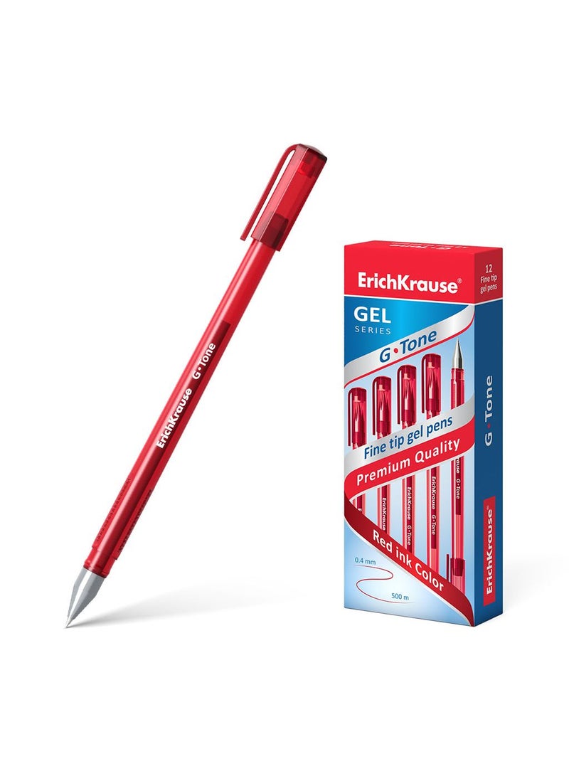 ErichKrause Gel ink pen G-Tone Stick Original 0.5, ink color: red (box 12 pcs.) - Image 1